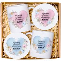 Prezent na dzień Babci i Dziadka ZESTAW 2 kubków z podkładką