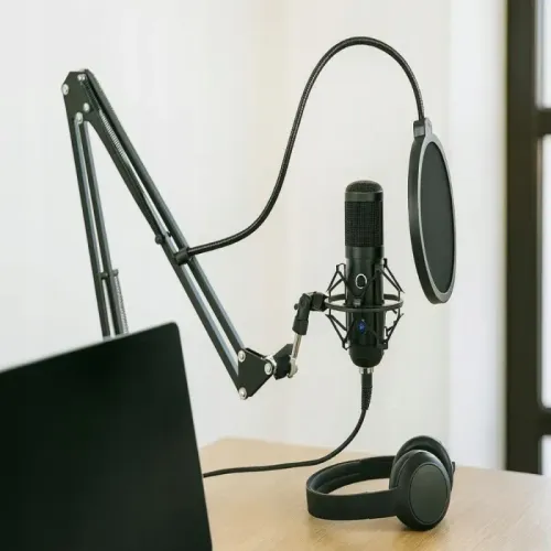 Mikrofon studyjny USB pojemnościowy statyw pop filtr kardioidalny na Arena.pl