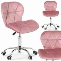 Fotel biurowy krzesło obrotowe welurowe dla dziecka różowe
