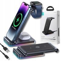 ŁADOWARKA INDUKCYJNA 3w1 do iPHONE, APPLE WATCH, AIRPODS BEZPRZEWODOWA QI