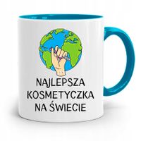 Kubek Błękitny Dla Kosmetyczki Najlepsza Prezent Z Nadrukiem Ze Zdjęciem
