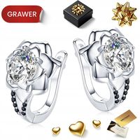 SREBRNE KOLCZYKI DAMSKIE KWIATY Z CYRKONIAMI RÓŻE 925 ZAPIĘCIE ANGIELSKIE