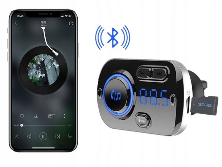 TRANSMITER BLUETOOTH FM SAMOCHODOWY SZYBKA ŁADOWARKA 2x USB AUX zdjęcie 6