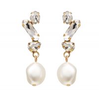 kolczyki wiszące perły kryształ k1163