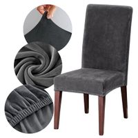 Pokrowiec na krzesło welur grafit szary elastyczny gruby premium salon