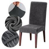 Pokrowiec na krzesło welur grafit szary elastyczny gruby premium salon
