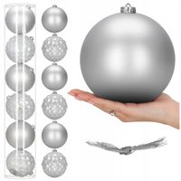 BOMBKI NA CHOINKĘ 15cm NIETŁUKĄCE BOMBKA 6x SREBRNE DUŻE CHOINKOWE ŚWIĘTA