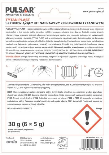 KLEJ EPOKSYDOWY DO METALU KIT NAPRAWCZY PULSAR TYTANPLAST 30 g (6 x 5g) na Arena.pl