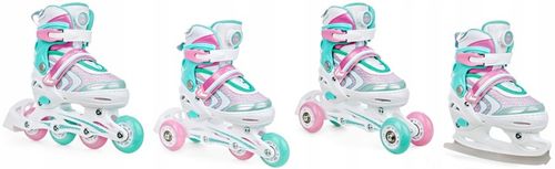 Rolki Łyżwy Wrotki Regulowane 4w1 RAVEN Lia PLUS Mint 30-33 Kółka LED na Arena.pl