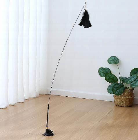 WĘDKA DLA KOTA z przyssawką ZABAWKA interaktywna czarne piórko6 na Arena.pl