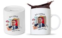 Zestaw Andrzej Duda Pis Prezent Kubek + Skarbonka Z Nadrukiem Ze Zdjęciem