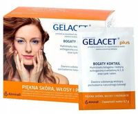 GELACET PLUS BOGATY KOKTAJL, WITAMINY: A,C,E, CYNK 21 SASZETEK 31.12.2024r