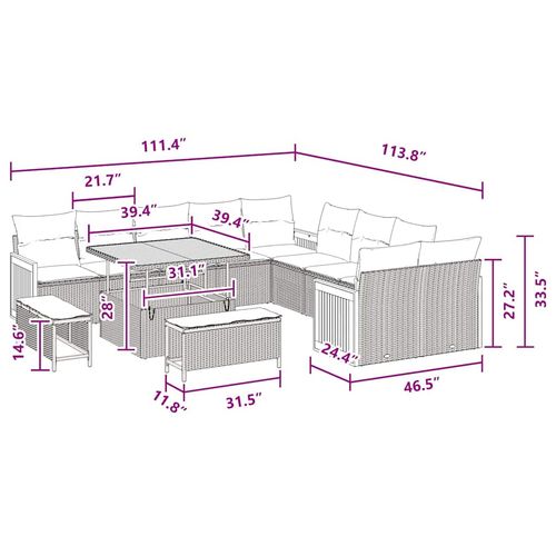 Zestaw Sof na Ogród z poduszką 13 pcs Czarny 100 x 100 x 71 cm na Arena.pl