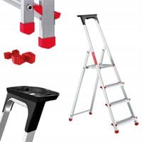Drabina aluminiowa domowa 4 stopniowa składana półka BAULICH +GRATIS