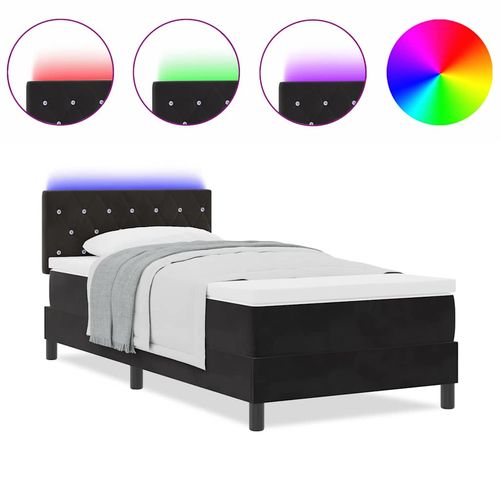 Łóżko Box Spring z materacem i LED czarne 100x200 cm aksamitne na Arena.pl