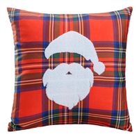 Poszewka dekoracyjna z haftem PNCH-10 45x45 czerwona kratka Mikołaj
