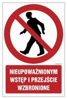 Nieupoważnionym Wstęp Przejście Wzbronione Tabliczka 100X150 Przylepca