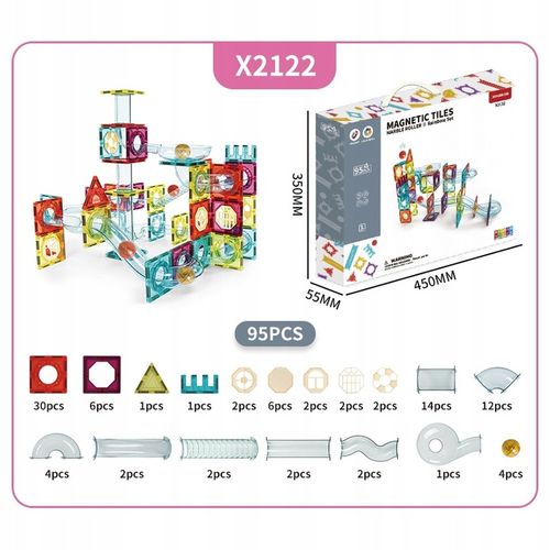KLOCKI MAGNETYCZNE KONSTRUKCYJNE EDUKACYJNE 95 szt DLA DZIECI na Arena.pl
