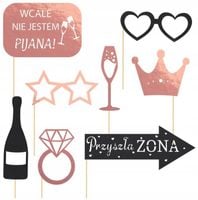Gadżety Rekwizyty do zdjęć czarny rose gold Wieczór Panieński mix 8 sztuk