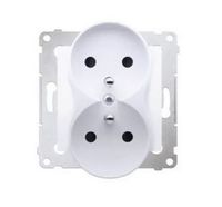 Simon54 Gniazdo wtyczkowe podwójne z uziemieniem DGZ2MZ.01/11 biały