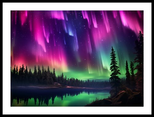 Plakat 55x40cm Zorza Nad Lasem na Arena.pl
