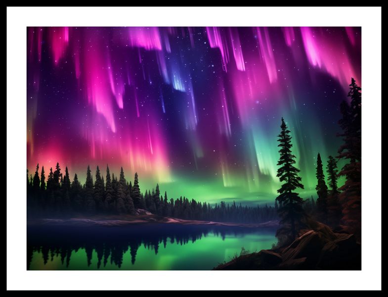 Plakat 55x40cm Zorza Nad Lasem zdjęcie 3