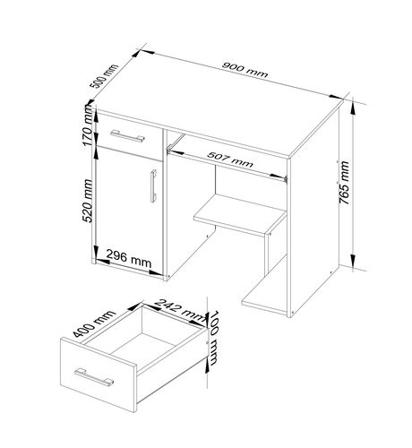 BIURKO JAY 90 cm DĄB SONOMA - BIAŁE na Arena.pl