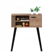 Konsola z lamelami do przedpokoju loft nowoczesna jasny dąb zamykana 80 cm
