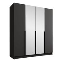 Szafa SANTI II 200 cm z lustrem-pojemna garderoba-CZARNY+CZARNY