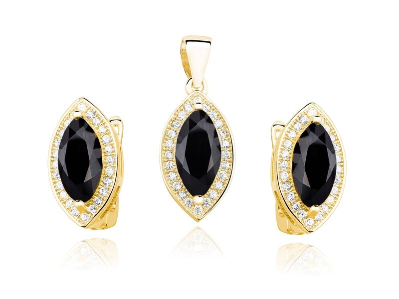 POZŁACANY KOMPLET ŁEZKI KROPLE MARKIZY CYRKONIE zdjęcie 1