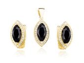 POZŁACANY KOMPLET ŁEZKI KROPLE MARKIZY CYRKONIE