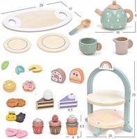 CUKIERNIA DREWNIANY ZESTAW DO HERBATY SERWIS KAWOWY AKCESORIA DO ZABAWY FI