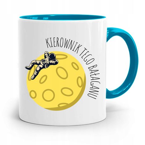 Kubek Błękitny Dla Szefa Kierownik Tego Bałaganu Z Nadrukiem Ze Zdjęciem na Arena.pl