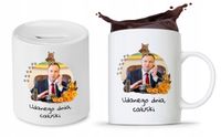 Zestaw Andrzej Duda Pis Prezent Kubek + Skarbonka Z Nadrukiem Ze Zdjęciem