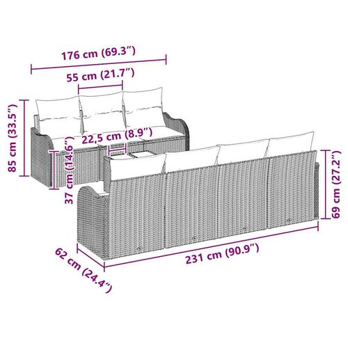 Zestaw Sof na Ogród 8 pcs Beżowy i kremowy 55 x 55 x 37 cm na Arena.pl