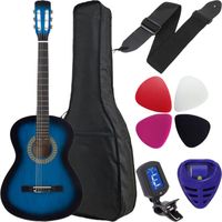 Gitara klasyczna Castelo 4/4 Niebieska od 12 lat dla dorosłych ZESTAW