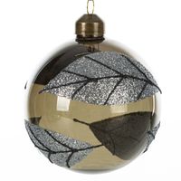 Szklana bombka dekoracyjna choinkowa duża 8cm zielona + szara x6