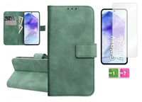 Etui z klapką do SAMSUNG GALAXY A55 5G skórzane kolory + szkło na ekran 9H