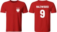 KOSZULKA REPREZENTACJI Z WŁASNYM NADRUKIEM, CZERWONA, ROZ. 128