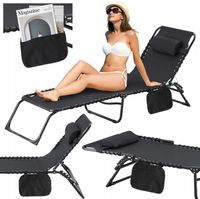 LEŻANKA OGRODOWA LEŻAK PLAŻOWY ŁÓŻKO SKŁADANE Z KIESZONKĄ 190x58x30cm