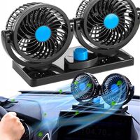 PODWÓJNY WENTYLATOR 360° WIATRAK SAMOCHODOWY REGULACJA CICHY KOKPIT 12V