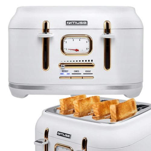 TOSTER OPIEKACZ 4 TOSTY RETRO 1800W NA 4 TOSTY BIAŁY/ZŁOTY MUSE MS-131W na Arena.pl