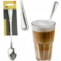 ŁYŻECZKI KOKTAJLOWE DO LATTE SREBRNE KOMPLET 6 SZT STAL NIERDZEWA