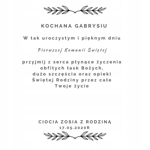 Pamiątka komunii, chrztu bransoletka grawer Aniołek Serce TWÓJ TEKST na Arena.pl