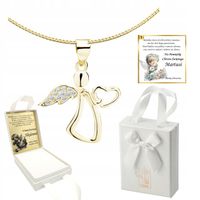 NASZYJNIK Z ANIOŁKIEM PREZENT NA CHRZEST ŚWIĘTY PAMIĄTKA CHRZTU DEDYKACJA