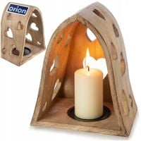 Świecznik Drewniany Mango Serce 23 cm Ażurowy Loft Lampion ORION Dom