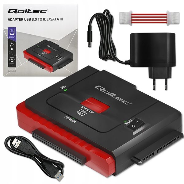 Qoltec Adapter USB 3.0 do IDE SATA III Szybka transmisja danych zdjęcie 1