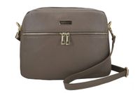 Pojemna torebka skórzana dwukomorowa - Beżowa ciemna