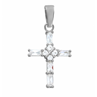 SREBRNY KRZYŻYK OZDOBNY Z CYRKONIAMI PRÓBA SREBRA 925