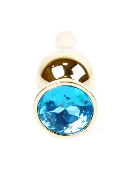 Plug-Jewellery Gold Butt Plug- Light Blue zdjęcie 1